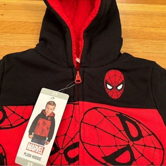 Marvel Spiderman Fleece/plush Zip Up Hoodie NWT - Picture 4 of 6